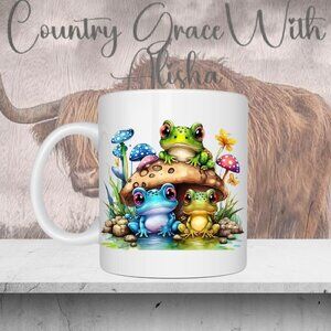 Frogs and Mushrooms 11oz Ceramic Coffee Mug Tea Cup